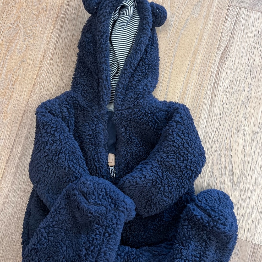 3M Carters Cozy Navy Blue Fleece Baby Onesie